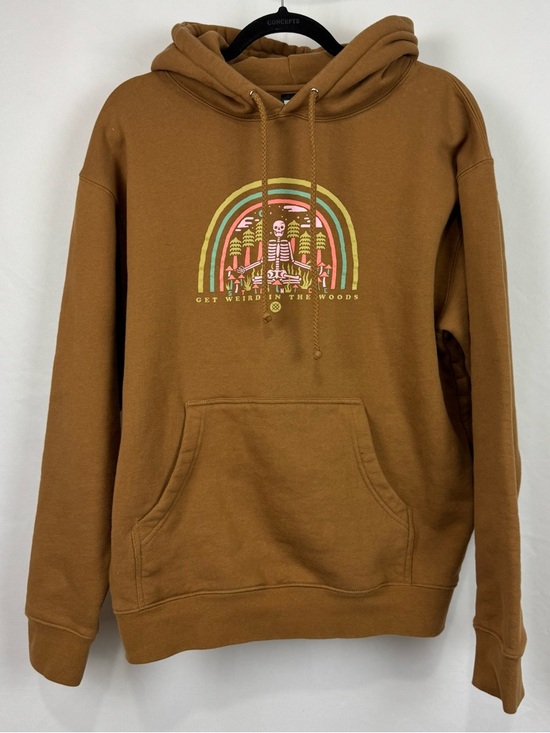 Stance Other - Stance Unisex Sz M Heavyweight Weird Woods Cotton Blend Graphic Hoodie In Saddle